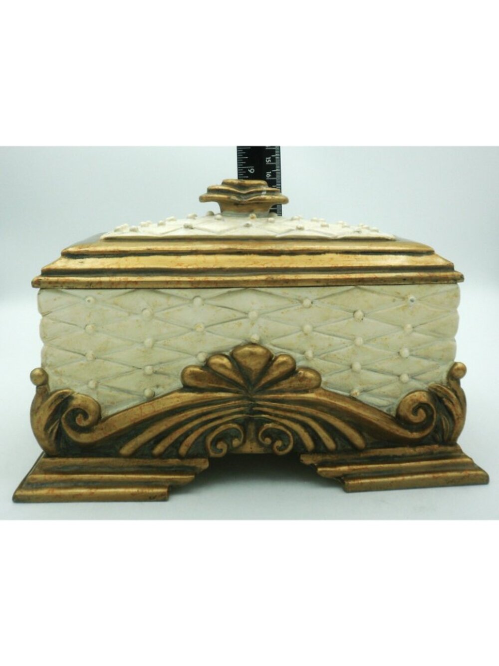 Hollywood Regency Style Weighted Ornate Jewelry Valet Dresser Box - Picture 8 of 11
